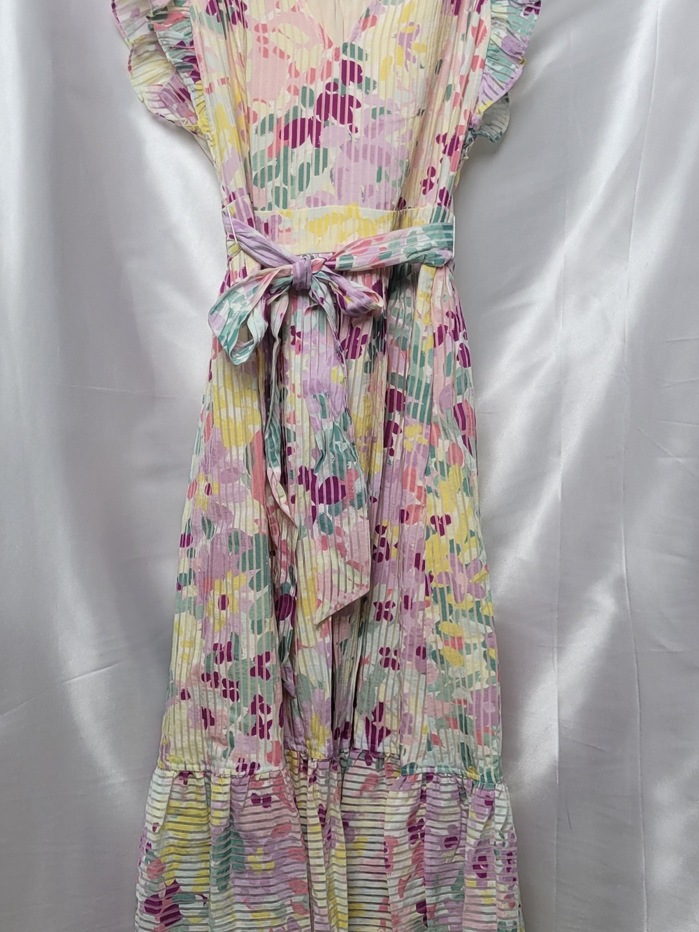 Kate Spade Pleated Floral Midi Dress Belted Flutter Sleeve Size 10 New W/O Tags - Picture 2 of 9